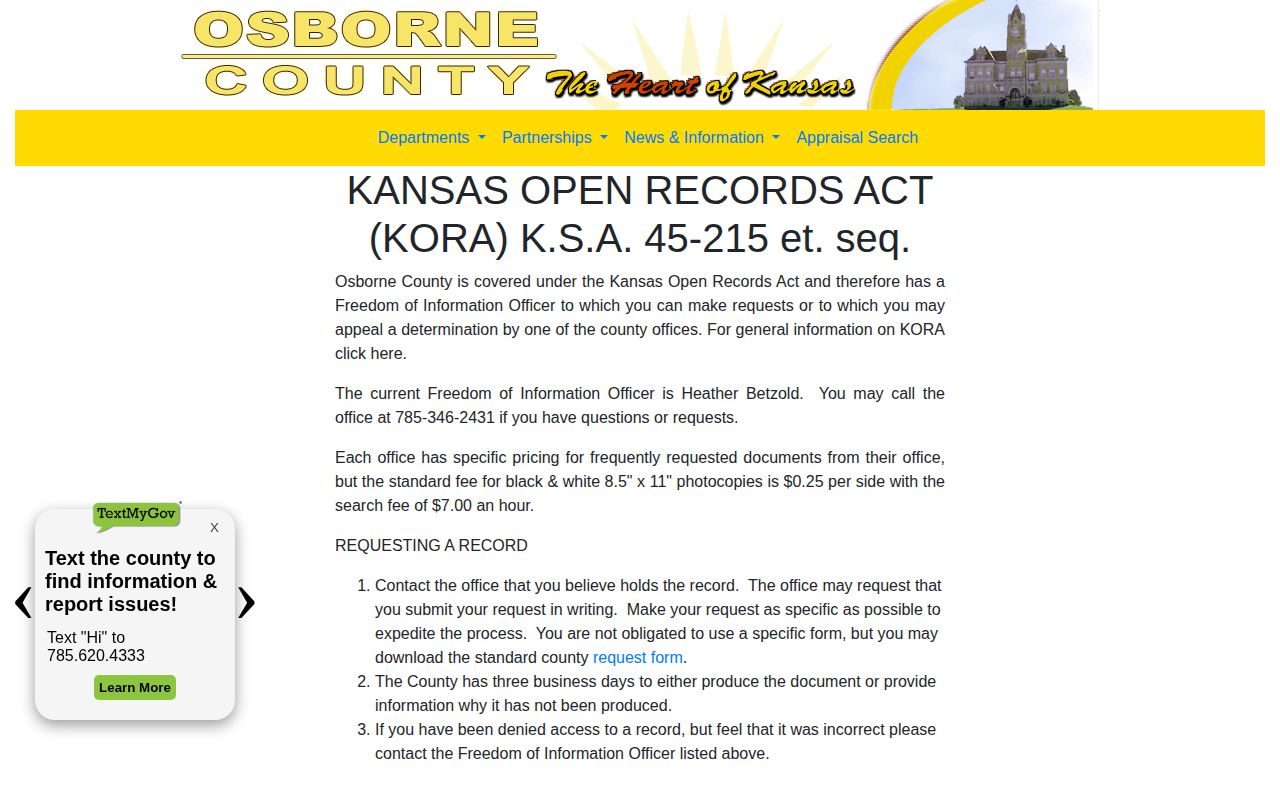 Osborne County busted mugshot and booking record request policy
